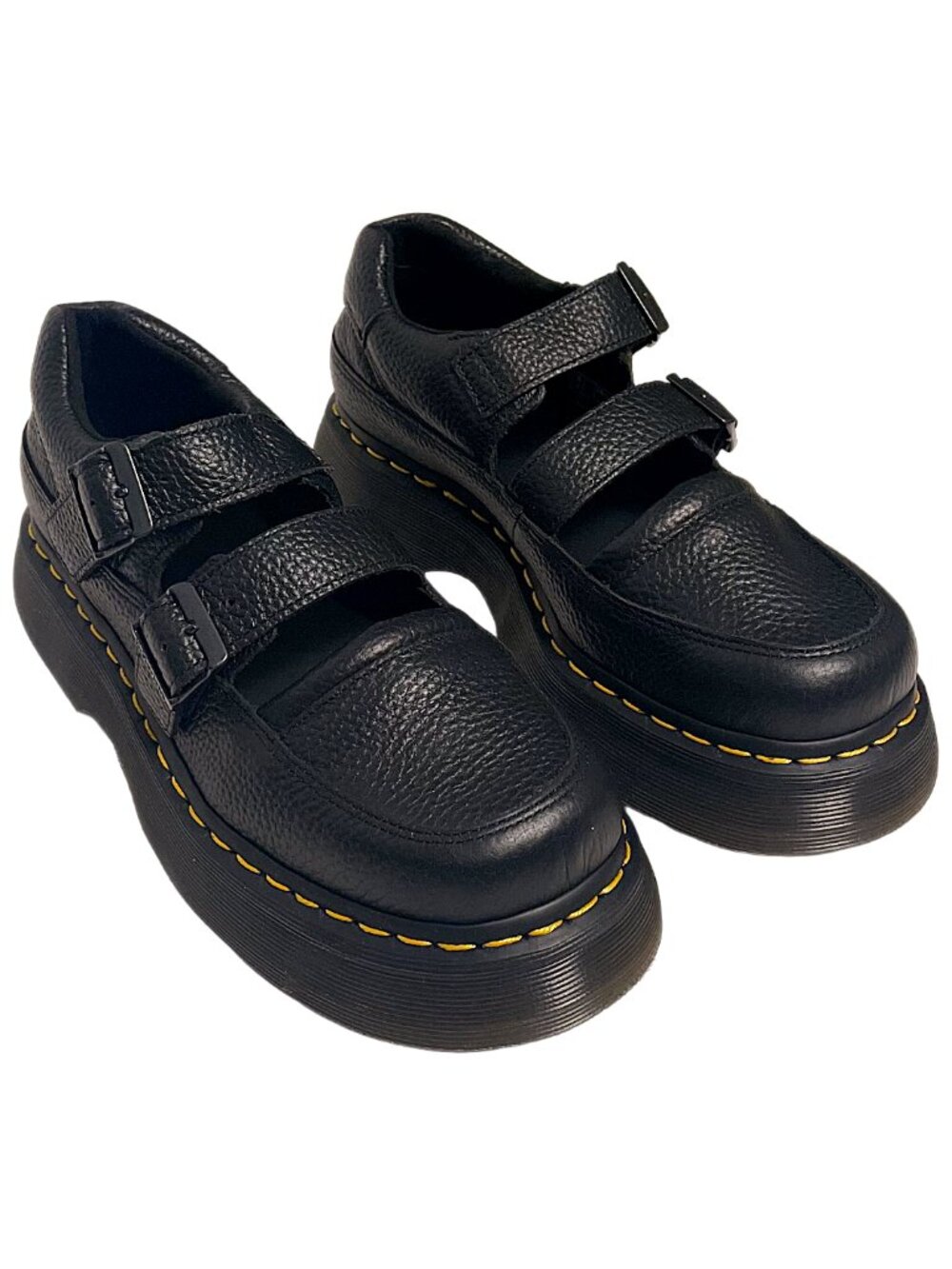 Dr. Martens Buzz Mary Jane Platform Shoes Black Milled Nappa NWT